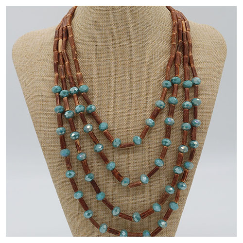 Vintage tail chain Wooden necklace